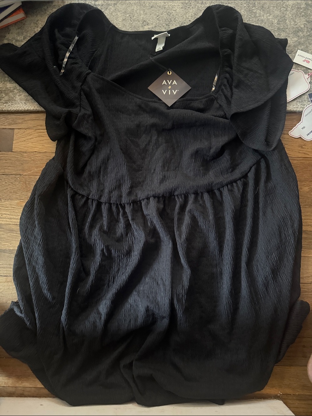 Ava & Viv Black Ruffle Sleeve Dress
